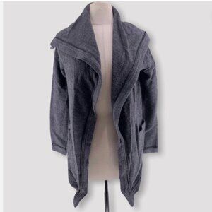 Scoop NYC 100% Wool Gray Waterfall Oversized Collar Cardigan